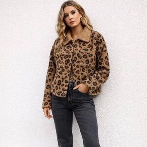 Rachel Zoe Brown Leopard Teddy Jacket
